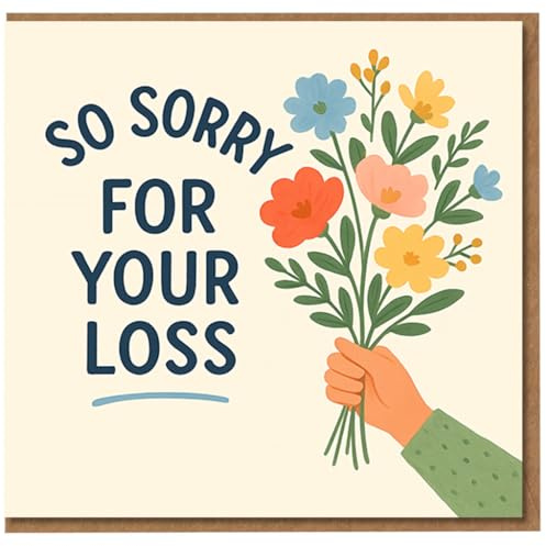 So Sorry For Your Loss Sympathy Card - Colourful Floral Bouquet Condolence Card - Thinking of You Bereavement Greeting for Family and Friends