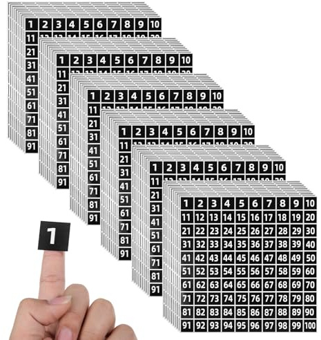 60 Sheets Number Sticker, 0.4 Inch Black Square Consecutive Vinyl Labels, Self-Adhesive Waterproof Inventory Stickers for Storage Boxes Bins Organization Indoor Outdoor Office (6000 Pcs, Black)