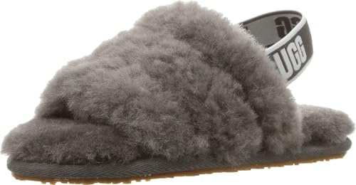 UGG Girl's Fluff Yeah Slide Slipper, Charcoal, 5 UK Child