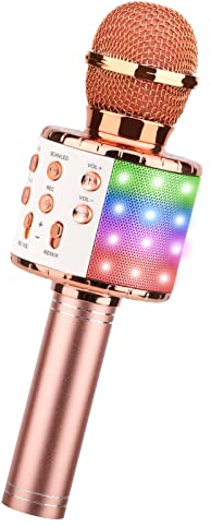 ShinePick - Microfono karaoke senza fili, microfono Bluetooth portatile per bambini/adulti canter, compatibile con Android/iOS/PC/smartphone, oro rosa
