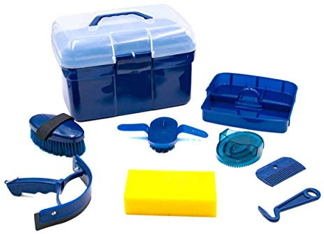 AMKA Putzbox Putzkasten - Putzkoffer gefüllt 7 Teile (dunkelblau)
