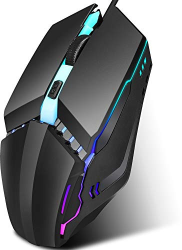 V BESTLIFE Wired Gaming Mouse Black Computer with RGB Backlit Colorful Luminous Optical Gaming Mouse 4D Ergonomic Design Computer Parts