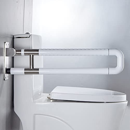 Stödhandtag vägghandtag rostfritt stål väggstödshandtag fällbart WC-handtag vikbart väggfäste handicap handtag handtag säkert räcke badkar för seniorer funktionshindrade gravida vit (75 cm)