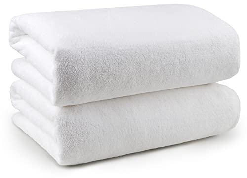Orighty Bath Towels Pack of 2(27’’ x 54’’) - Soft Feel White Bath Towel, Highly Absorbent Microfibre Towels for Body, Quick Drying, Microfibre Bath Towels for Sport, Yoga, SPA, Fitness