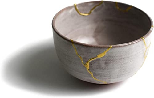 Youkoya Auténtico cuenco Kintsugi de 24 quilates, hecho a mano en Shigaraki, Japón, oro real de 24 quilates, perfecto para té matcha tradicional, pieza de arte única