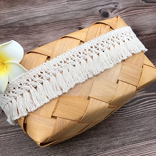 3 Yards 4cm Breite Beige Baumwolle Quaste Spitzenband Fransenbesatz Spitzenbesatz zum Nähen Fransenborte Quaste Trimmen Nähzubehör für DIY Kostüme Bekleidung Vorhang Kleidung Tischdecke Hochzeit Deko