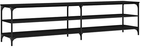 vidaXL TV Schrank, Fernsehschrank mit viel Stauraum, Lowboard für Fernseher Wohnzimmer, Fernsehtisch HiFi Schrank TV Möbel, Schwarz Holzwerkstoff Metall