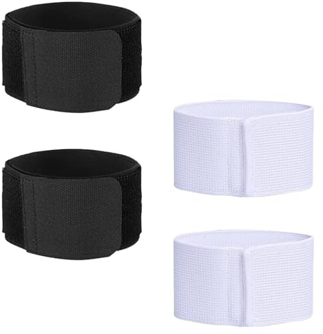 Vueinrg Protège-Tibia et Bandes de Maintien Réglables pour Enfant et Adulte (Noir, Blanc)