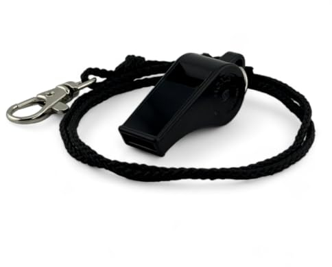 ACME Thunderer No. 660 Trillerpfeife inkl. Pfeifenband - Schiedsrichterpfeife mit lautem Klang | Ideal für Sport, Schiedsrichter und Training (Schwarz)