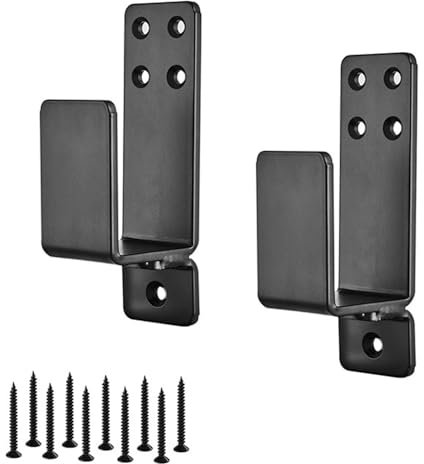 2 PCS Door Barricade Brackets, Metal U Bracket for 2x4 Lumber, Door Security Reinforcement Bracket Drop Open Bar Holder for Home Barn Garage (Black)