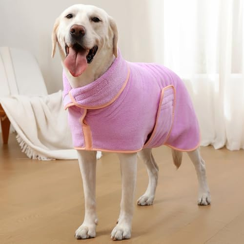 Zorela Dog Drying Coat, Super Soft Coral Fleece Dog Drying Towel Robe, Fast Drying Microfiber Towel Robes Dressing Gown Bathrobe for Dogs After Bath, Swim, Beach, Wet Walk