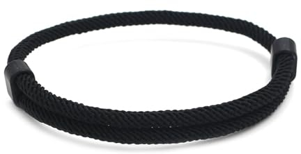 SSKHE Armband aus Segeltau für Männer Frauen, Verstellbares Surfer- und Segler-Armband aus Nylon, Einfaches und Dezentes Design für Alltag, Outdoor und Freizeit, in Verschiedenen Farben (Schwarz)
