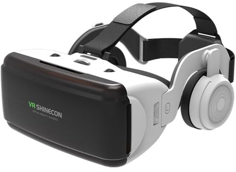 Xijobido Auriculares de Realidad Virtual, Gafas de Realidad Virtual | Lentes HD Realidad Virtual Ajustable Goggles 3D - Gafas VR de luz Anti-y Auriculares para películas