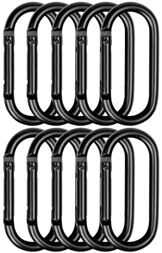 pullther 10 Stück Aluminium Karabinerhaken,60mm Schwarz Karabinerhaken groß