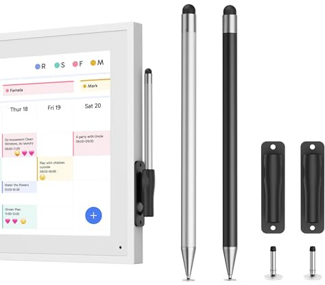 Dragon Touch Stylus Pens for Touch Screens Digital Calendar, with 2 Colors, Dual Tips, 2 Spare Heads, 2 Integrated Holders, Precise Control, Dragon Touch Official Accessories