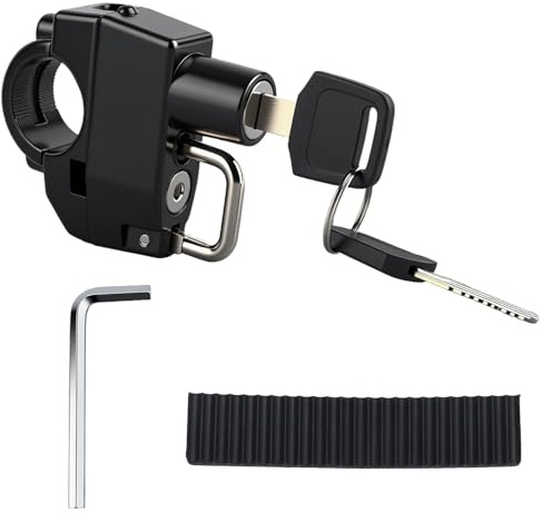 Lucchetto antifurto per casco da moto, in metallo, con 2 chiavi, accessorio per manubrio da 22 mm, universale per moto, bicicletta, scooter