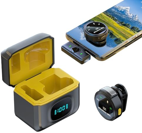 Microfono per telefono | Mini microfono magnetico per vlogging | Durata della batteria 12H Cancellazione del rumore Altoparlante da bavero per social media Video Riprese dal vivo Musica Canto Camera