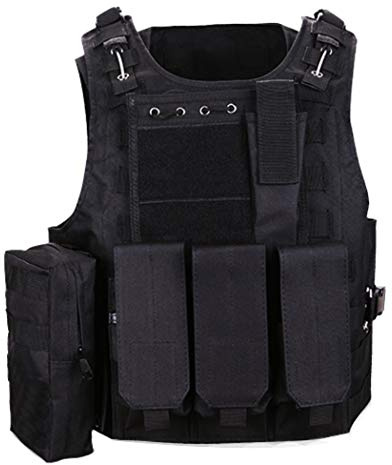 QHIU Tactical Vest Camouflage Military Assault Combat Protection Molle Jacket for Airsoft Paintball CS Outdoor Sports