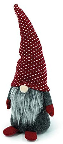 Bambelaa! Wichtel mit Bart Deko Figur Weihnachten Dekoration Weihnachtsdeko Rote Mütze Stehend Innen Filz Baumwolle 36 cm