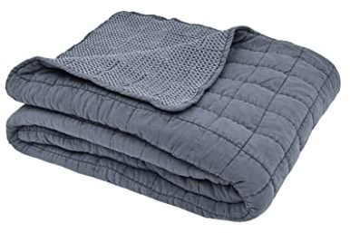 Sleepdown Quilted Waffle Throw Over Sofa Bed Super Soft Warm Cosy Luxury Blanket Bed Bedspread - Denim Blue - 200cm x 150cm,5056242894322