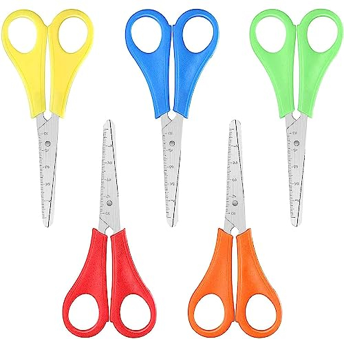 5 Stück Kinder Sicherheitsschere, Kunststoff - Linkshänder Bastelschere für Vorschule & DIY Handwerk