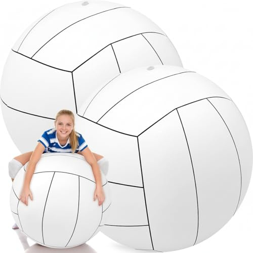 Libima 2 Pcs 2 Pcs 27 Inch Giant Inflatable Volleyball Large Sports Ball Beach Summer Swimming Pool Accessories for Outdoor Party Activity Themed (Classic)