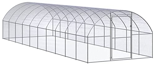 CIADAZ Outdoor-Hühnerstall, Kaninchenstall, Legenester Für Hühner, Hühnerhaus, Hasenstall Draußen, 3x10x2 m Verzinkter Stahl -at