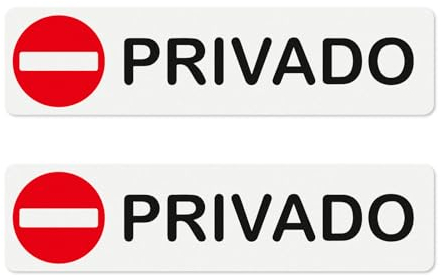 YIKIADA Cartel Adhesivo Privado - Señal Privado por Puerta Material de Aluminio 20 CM X 5 CM - 2 Piezas