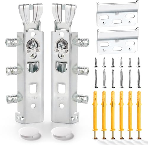 VooGenzek 2 Piezas Colgadores Ocultos para Gabinetes Cocina, Ganchos de Fijación para Muebles Suspendidos, Herrajes Colgar Muebles Cocina, con Tornillo y Cubierta, Peso del Rodamiento: 100kg