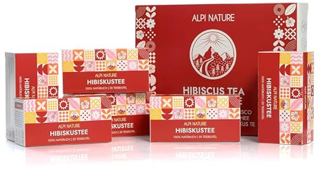 Alpi Nature Hibiscus Tea, 120 Hibiscus Tea Bags, 120g 4.2 oz, Pack of 6 x 20 Bags of 1g each