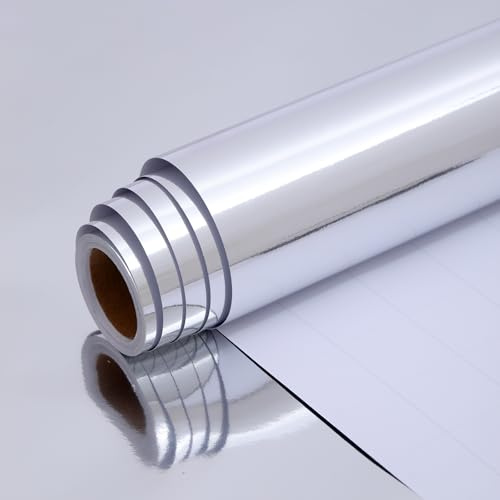 HBell Metalliskt silver omslagspappersrulle, 43 cm x 10 m minirulle – enfärgad matt omslagspapper, perfekt för presentförpackning, gör-det-själv-hantverk, bröllop, födelsedag, jul, baby shower,