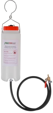 MOTO4U Extra gas bränsletank universell motorcykel gasbehållare reparationsverktygssats gasbehållare extra bränsletank 1 000 ml med bränsleslang och avstängningsventil.