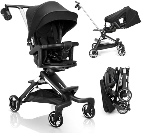 Komfortabler Reise-Kinderwagen, Kinder-Buggy mit Sonnenverdeck, 5-Punkt-Gurt, verstellbare Rückenlehne, leichte Klappfunktion, geeignet für Neugeborene und Kleinkinder, langlebig und sicher
