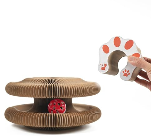 Coogime Cat Scratching Board, Magic Organ Scratching Board for Cats, 2-in-1 Cat Scratching Board with Bell, Foldable Convenient Cat Toy Cat Scratching Boards Durable
