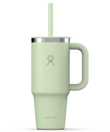 Hydro Flask - Travel Tumbler 709ml (24oz) avec couvercle à paille pressé refermable - Acier inoxydable - Isolation sous vide à double paroi - Couvercle résistant aux éclaboussures - Aloe