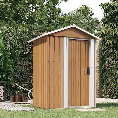 Willood Cobertizo de Jardín Cabaña Troncos Armario Herramientas Almacenamiento Exterior Patio Aire Libre Acero Galvanizado Gris 180,5x97x209,5cm