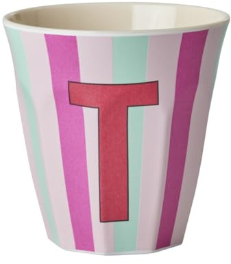 ReWu Rice Melmain mugg medium pojkar – bokstaven T – barnmugg campingmugg campingsele drickkopp melaminskydd okrossbar BPA-fri 250 ml