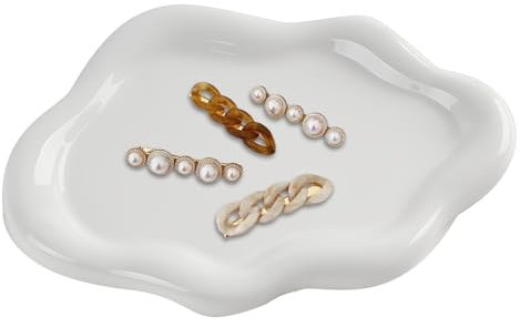 RoadLoo Vassoio per Gioielli, Piatto per Gioielli in Ceramica Piattino Portagioie a Forma di Nuvola Organizzatore di Gioielli Decorativo Vassoio Portaoggetti Regalo di Compleanno per le Donne
