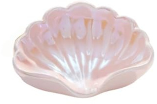 Jabonera de cerámica con forma de concha marina, jabonera multifuncional, soporte para barra de jabón, bandeja de cerámica con forma de concha marina (rosa)