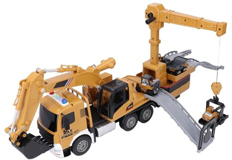 Chrees Transforming Cement Concrete Vehicle Set Kids Engineering Toy Car Electric Transformable Truck with Mixer Excavator Accessories for Children Creative Play