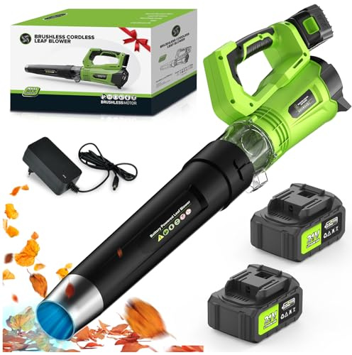 Soffiatore a Batteria Soffiatore a Foglie Senza Spazzole 1000W, 96000RPM, 21V 8000mAh, 5 Velocità Regolabili, Leggero Silenzioso Portatile, Soffiatore Elettrico per Giardino Vialetto Patio