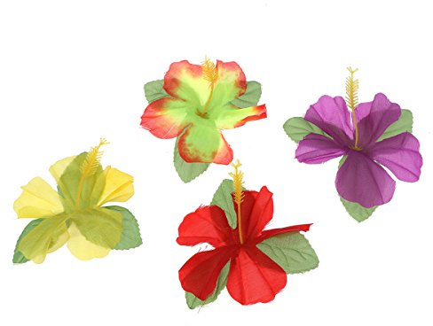 SUPVOX Fleurs Pièces pour 36 ou Décoration Tissu d'hibiscus Artificielles Couleur Hawaïen Hawaïenne de Lot Aléatoire Table Fêtes à Thème Activités DIY