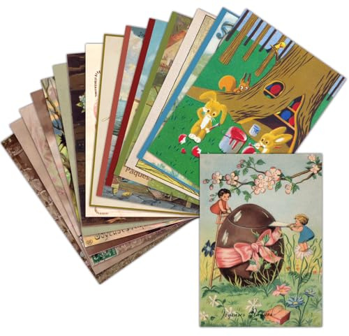 MERCI-FACTEUR.COM Carte Ancienne Joyeuses Pâques - 16 Cartes Différentes - Format Carte Postale (3 Formats Dispos) - Vintage Carte