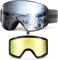 Odoland Ski Goggles Set with Detachable Magnetic Lens, Frameless Interchangeable Lens for Cloudy or Sunny, Anti-Fog UV Protection Men Women Snow Goggles for Skating Skiing and Snowboard