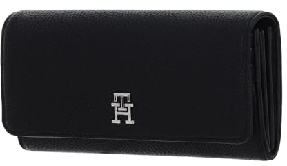 Tommy Hilfiger Damen TH Emblem Large Flap AW0AW15293 Geldbörsen, Schwarz (Black)