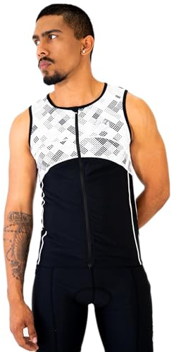SLS3 Tri Top Men - Haut de Triathlon sans Manches pour Homme - Matériau FX de qualité supérieure - Chemises de Triathlon à 3 Poches pour Homme