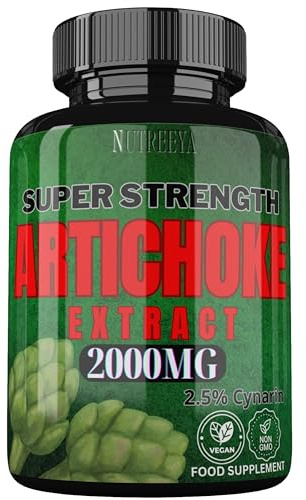 High Strength Artichoke 2000mg Strength,180 Vegan Tablets, 20:1 Extract, 2.5% Cynarin, 3 Month Supply, Potent Artichoke Supplement, Non-GMO (180)