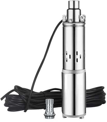 Tiefbrunnenpumpe, Brunnenpumpe, 180W/12V/1.2m³/h Edelstahl Wasser Tauchpumpe Wasserpumpe Solarbetrieben Tauchpumpe bis 20m, Tauchpumpe mit 16m Kabel,für Wasserentnahme und Bewässerung