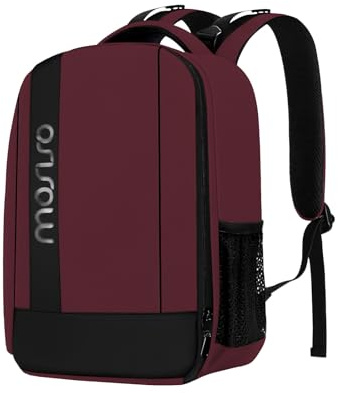 MOSISO Sac à Dos Appareil Photo Anti-Choc Amorti, Compatible avec DSLR/SLR/Mirrorless, Inserts Modulaires Personnalisés & Support Tripode, pour Canon,Nikon,Sony, Vin Rouge