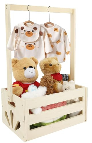 HAIJED Wooden Baby Shower Basket with Handle - Storage Crate for New Parents (Not Included Hangers)